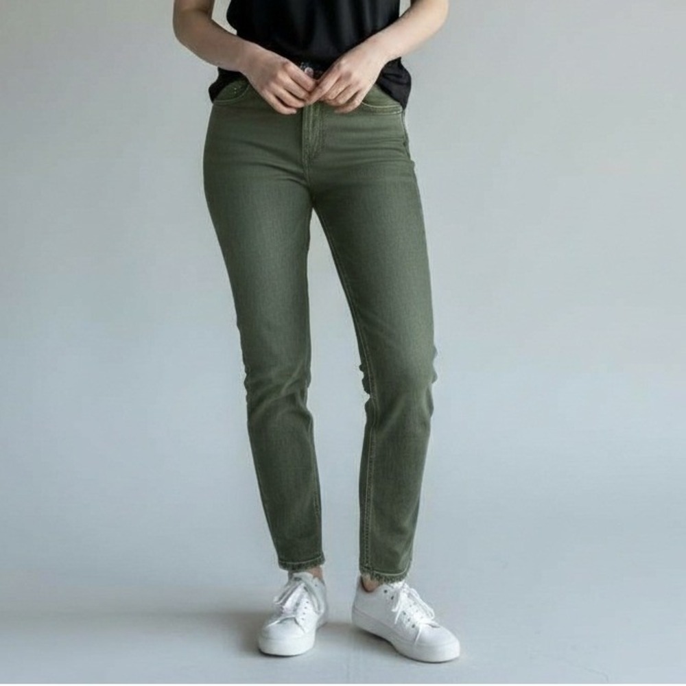 Sisley Pants Women L Olive Green Slim‎ Fit Chinos Gorpcore Outdoor Army Preppy